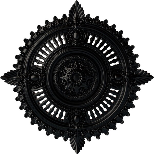 Ekena Millwork Haylynn Ceiling Medallion (Fits Canopies up to 1 1/4"), 29 1/8"OD x 1 1/4"ID x 4"P, Jet Black CM29HYBLF - main